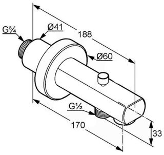 Излив для ванны Kludi Zenta с переключателем ванна/душ хром 1350105